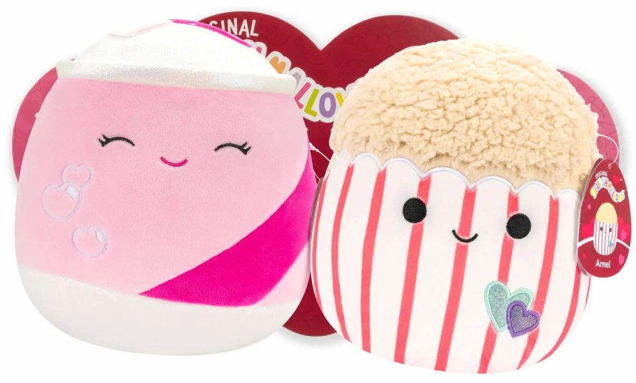 All Brands Kellytoys | Squishmallows 2024 Valentine'S Day Arnel The Popcorn & Poodle The Soda Can 6-Inch Plush 2-Pack