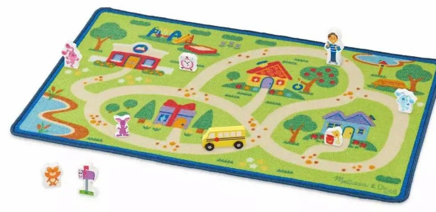 All Brands Melissa & Doug | Blue'S Clues & You! Melissa & Doug Blue'S Neighborhood Activity Rug