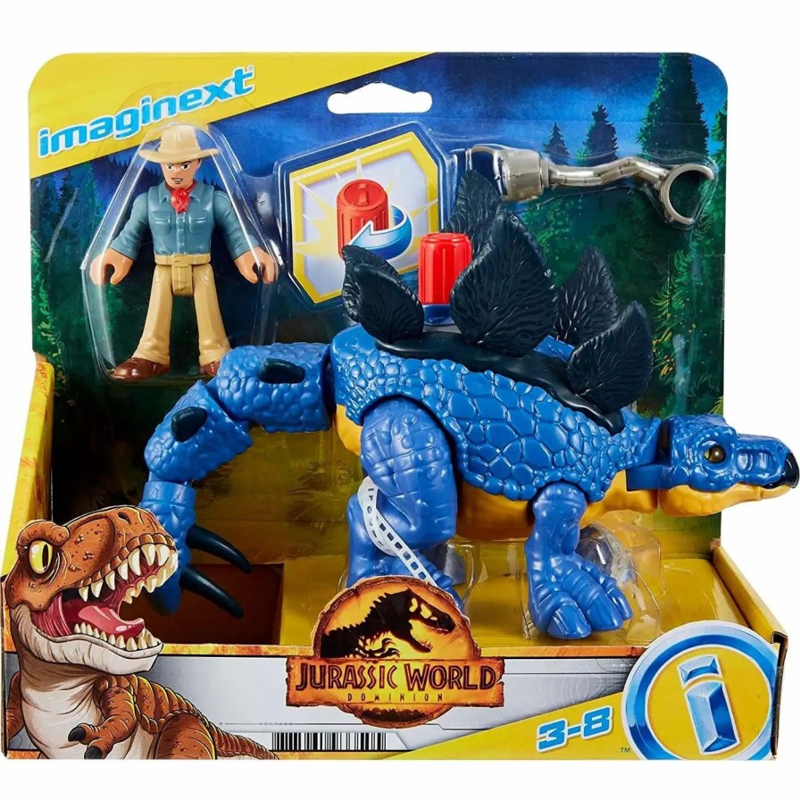 All Brands Fisher Price | Fisher Price Jurassic World Imaginext Dominion Stegosaurus & Dr. Grant Figure Set