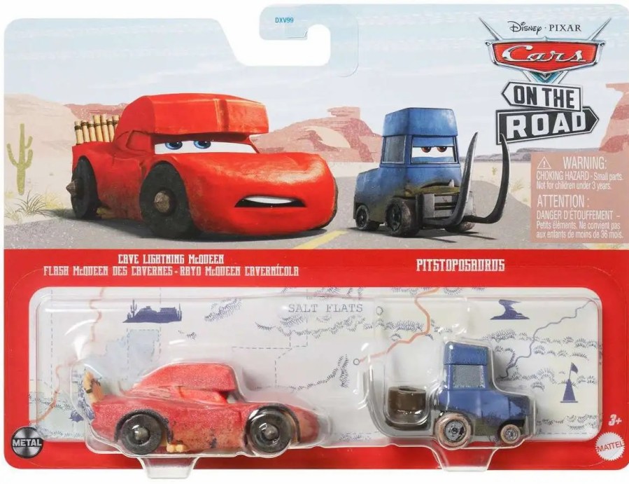 All Brands Mattel Toys | Disney / Pixar Cars On The Road Metal Cave Lighting Mcqueen & Pitstoposaurus Diecast Car 2-Pack