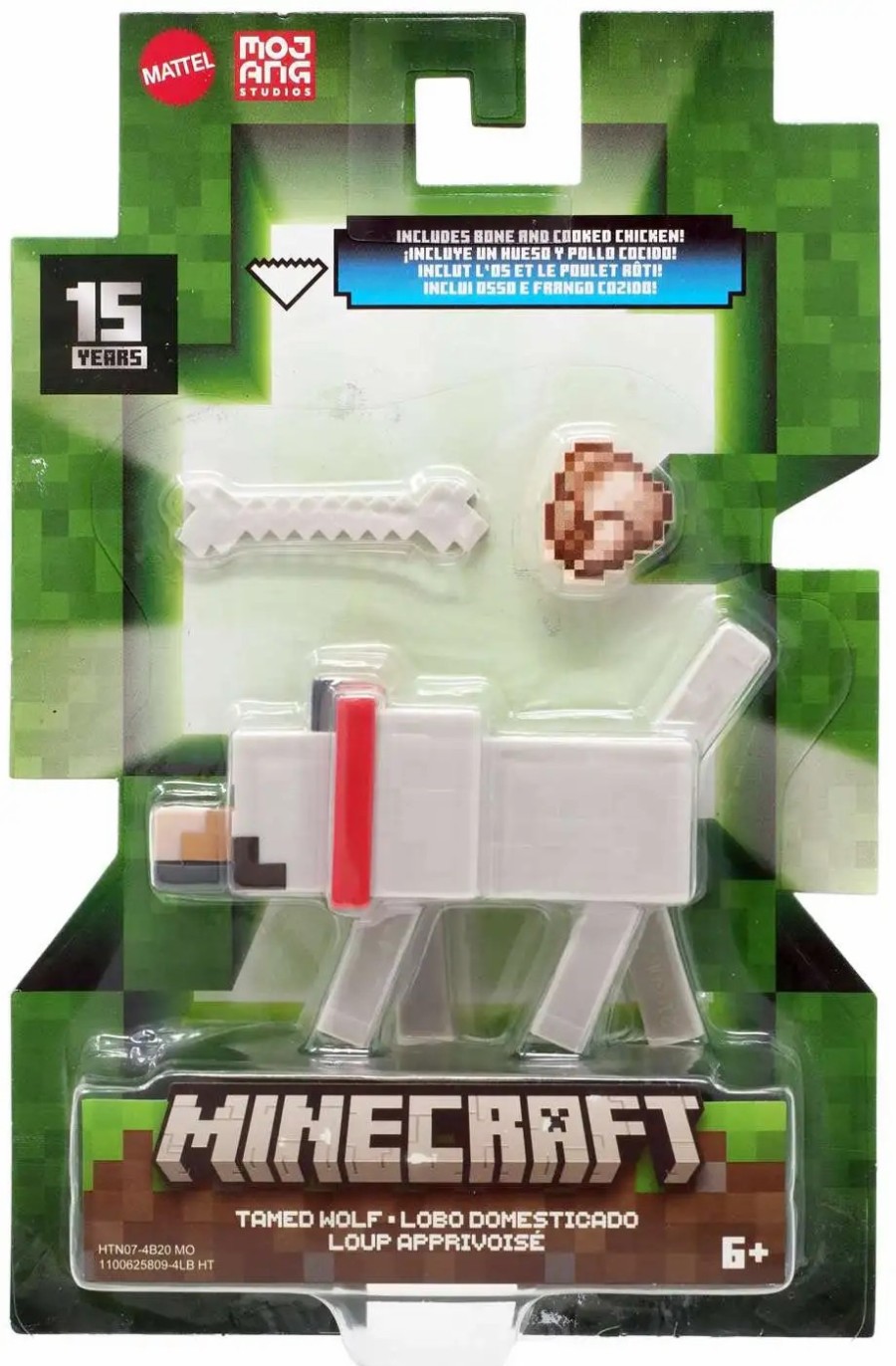 All Brands Mattel Toys | Minecraft 15Th Anniversary Tamed Wolf Action Figure