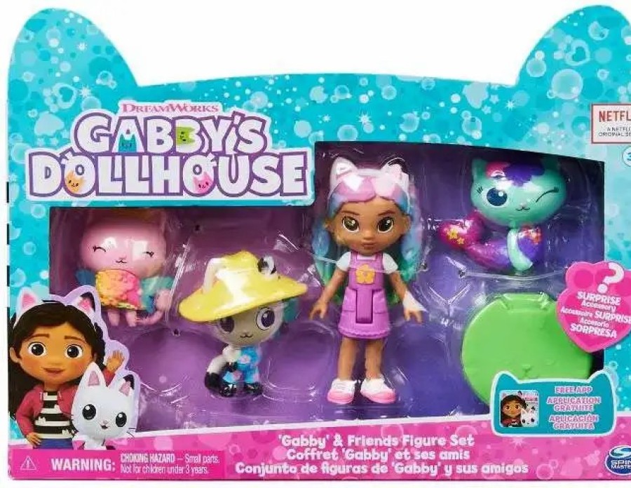 All Brands Spin Master | Gabby'S Dollhouse 'Gabby' & Friends 4-Piece Figure Set [Rainbow Gabby, Pandy Paws, Mercat & Ktty Fairy]