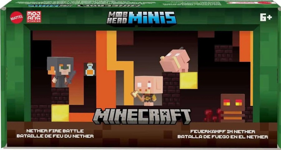 All Brands Mattel Toys | Minecraft Mob Head Minis Nether Fire Battle 3.25-Inch Story Pack