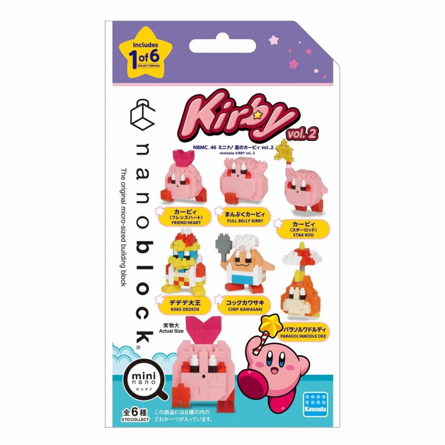 All Brands Kawada | Nanoblock Kirby Mininano Series 2 1.1-Inch Mystery Pack [1 Random Figure] (Pre-Order Ships March)