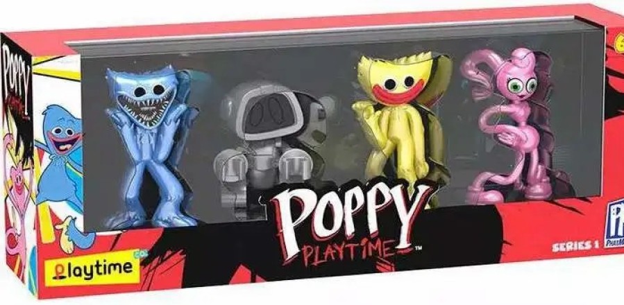 All Brands Phat Mojo | Poppy Playtime Scary Huggy Wuggy, Boogie Bot, Smiling Huggy Wuggy & Mommy Longlegs Mini Figure 4-Pack