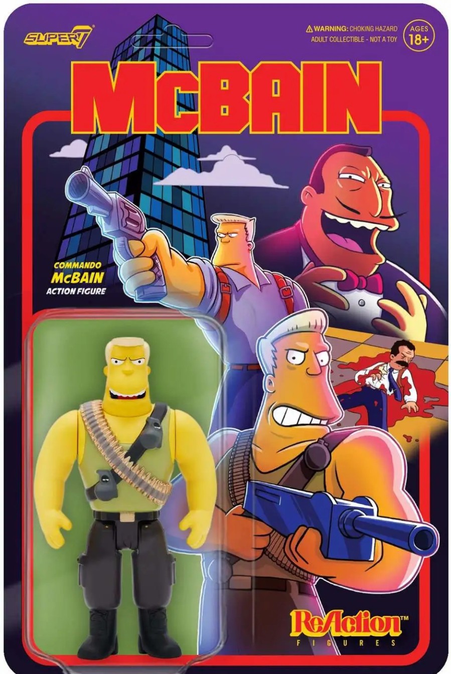 All Brands Super7 | Reaction The Simpsons Wave 1 Mcbain Action Figure [Commando]