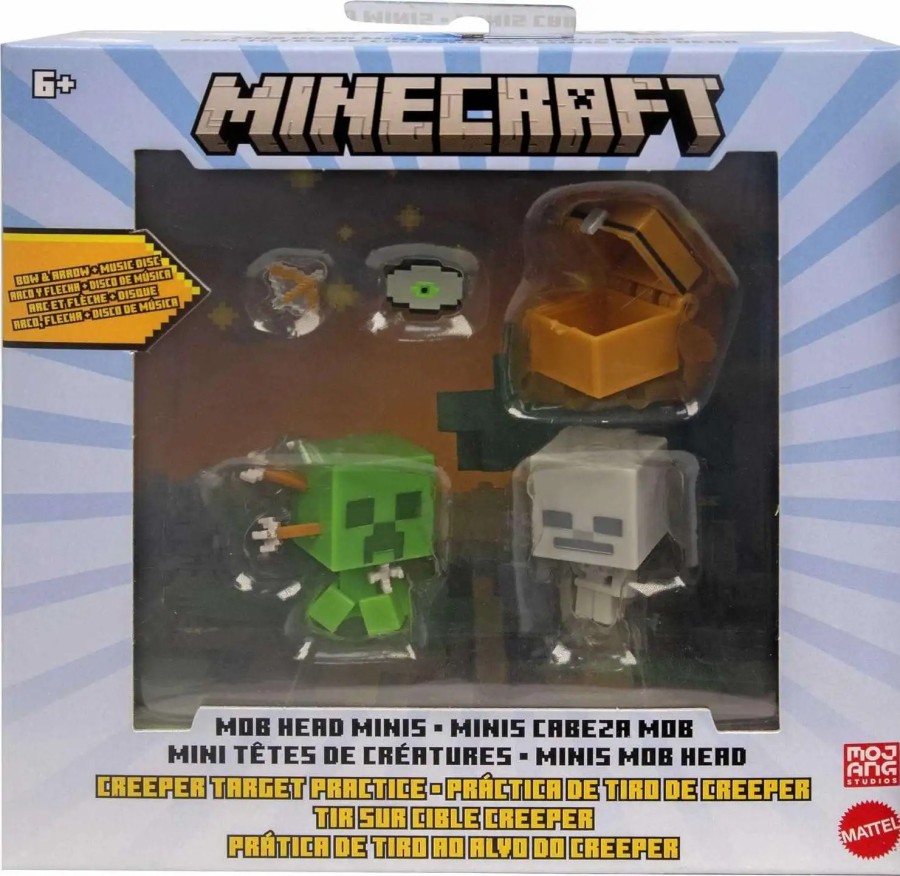 All Brands Mattel Toys | Minecraft Mob Head Minis Creeper Target Practice 3.25-Inch Mini Figure Set