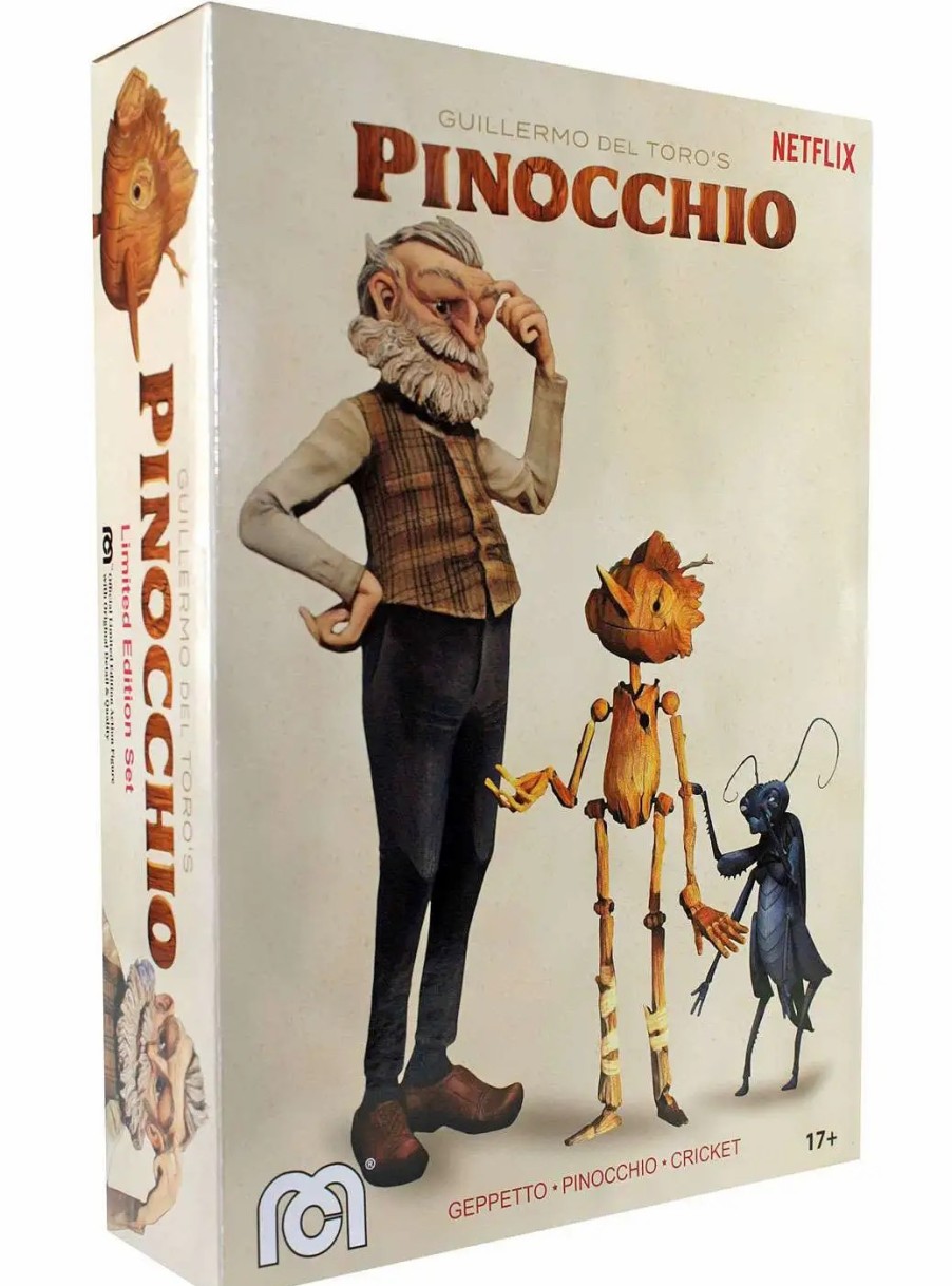 All Brands Mego Corp | Gepetto, Pinocchio & Cricket Action Figure 3-Pack Set [Netflix, Guillermo Del Toro]