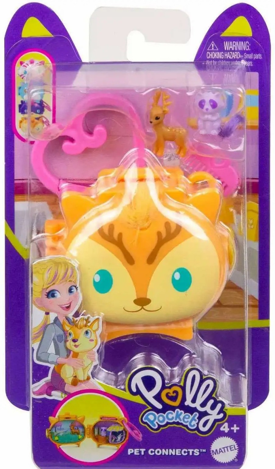 All Brands Mattel Toys | Polly Pocket Pet Connects Deer & Meadow Micro Playset