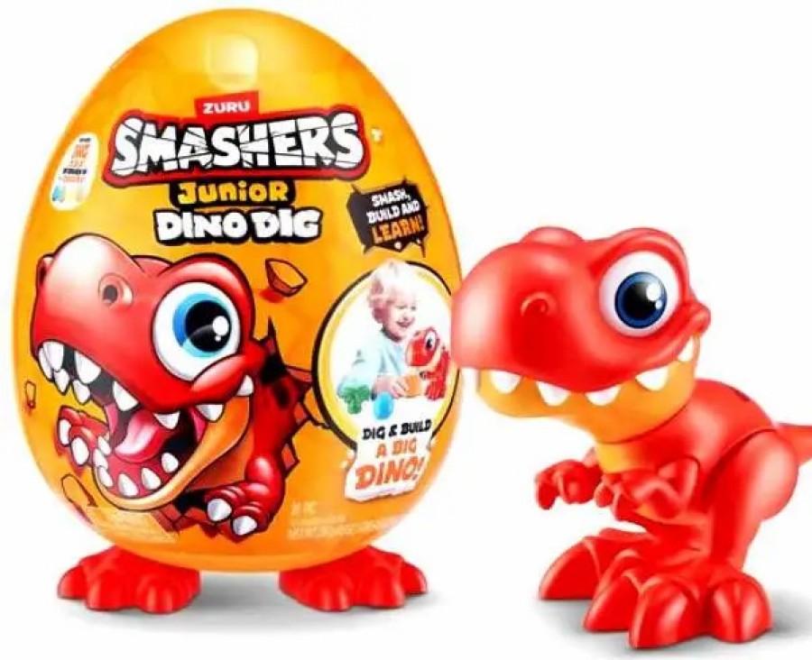 All Brands Zuru Toys | Smashers Junior Dino Dig Red Dinosaur Large Mystery Egg [18 Surprises!]