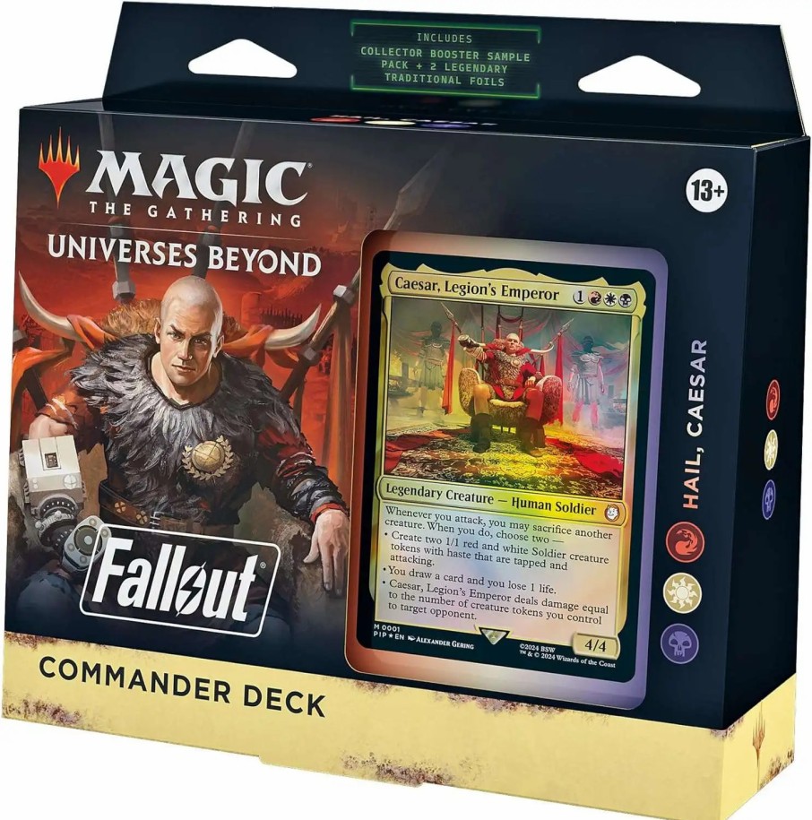 All Brands Wizards of the Coast | Mtg Trading Card Game Universes Beyond: Fallout Hail, Caesar Commander Deck [100-Card Deck, 2-Card Collector Booster Sample Pack + Accessories] (Pre-Order Ships March)