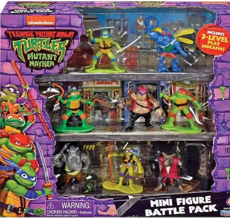 All Brands Playmates | Teenage Mutant Ninja Turtles Mutant Mayhem Leonardo, Donatello, Michelangelo, Raphael, Splinter, Super Fly, Bebop & Rocksteady Exclusive 2-Inch Mini Figure Battle Pack