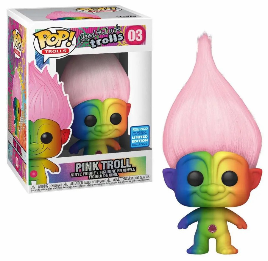 All Brands Funko | Funko Pop! Trolls Pink Troll Exclusive Vinyl Figure #03 [Rainbow]