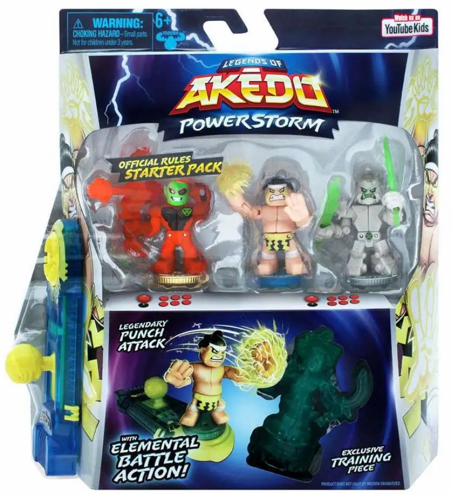 All Brands Moose Toys | Legends Of Akedo Powerstorm Fire Suit Hyperlock, Head Stone & One Tonne Mini Battling Action Figure Starter Pack