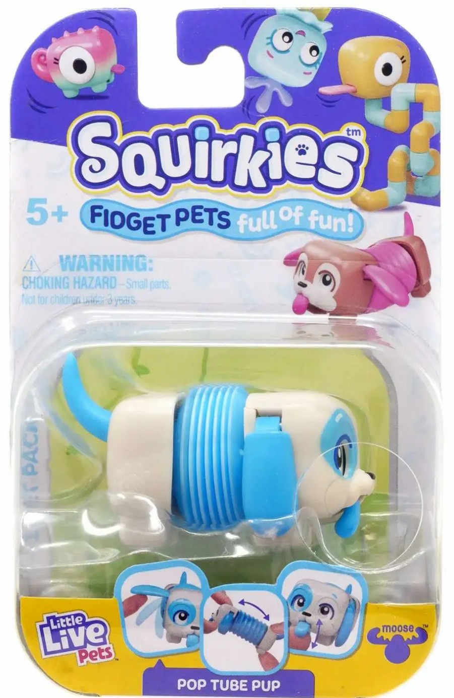 All Brands Moose Toys | Little Live Pets Squirkies Pop Tube Pup Figure [Blue]