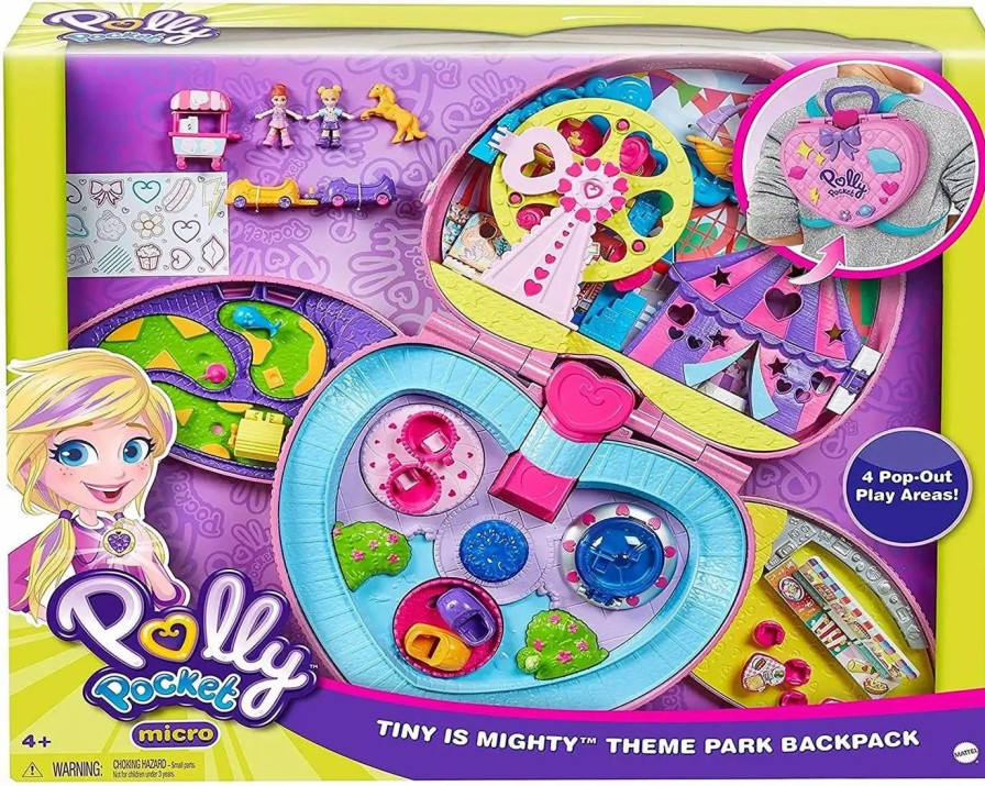 All Brands Mattel Toys | Polly Pocket Micro Tiny Is Mighty Theme Park Compact Backpack Playset