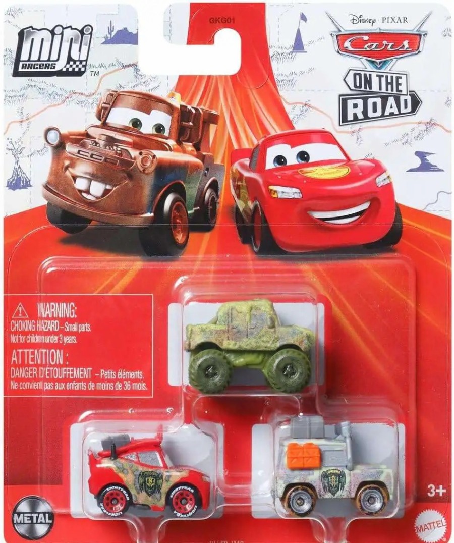 All Brands Mattel | Disney / Pixar Cars On The Road Die Cast Metal Mini Racers Ivy, Cryptid Buster Lighting Mcqueen & Margret Motorray Car 3-Pack