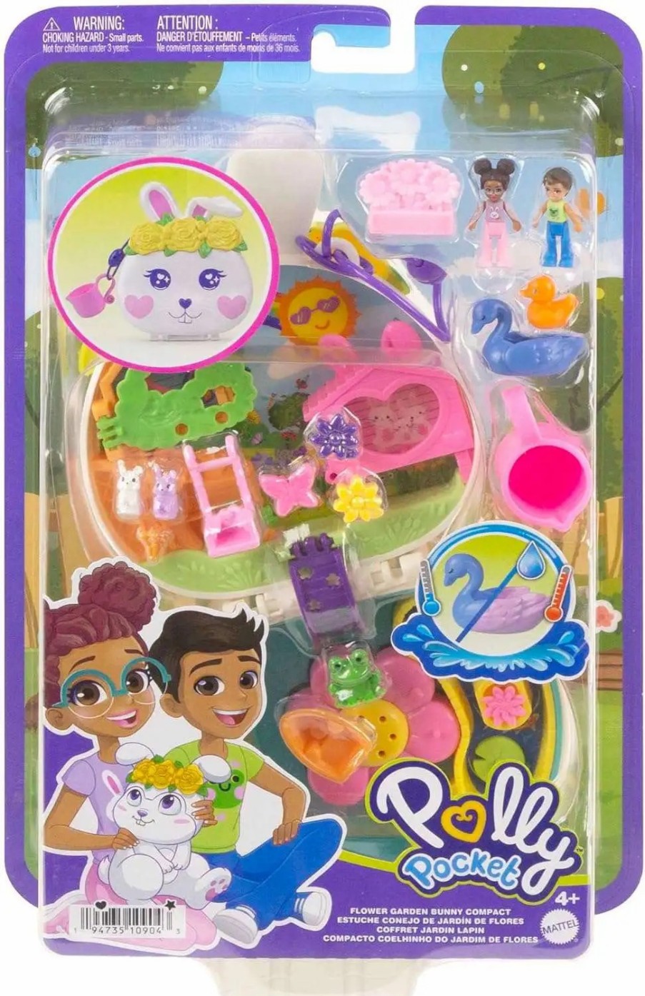 All Brands Mattel Toys | Polly Pocket Pet Connects Flower Garden Bunny Compact Micro Playset