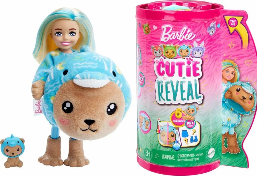 All Brands Mattel | Barbie Cutie Reveal Costume Animal Series Chelsea As Teddy Bear In Dolphin Costume Surprise Doll