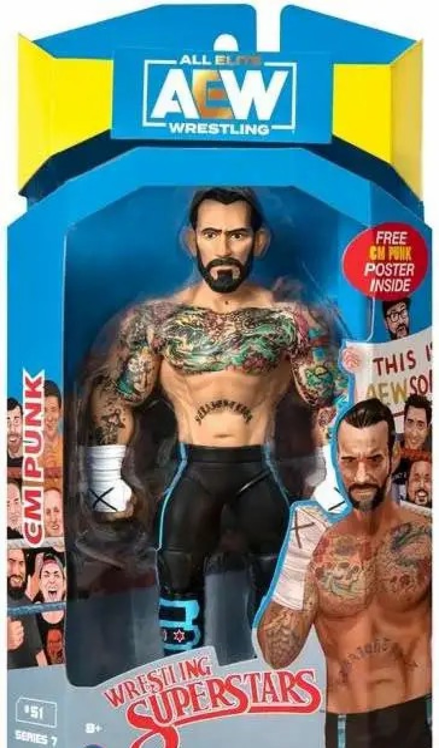 All Brands Jazwares | Aew All Elite Wrestling Wrestling Superstars Series 7 Cm Punk Action Figure [Ljn Style]