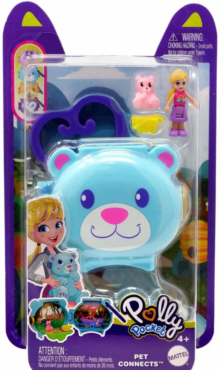 All Brands Mattel Toys | Polly Pocket Pet Connects Blue Bear Micro Playset