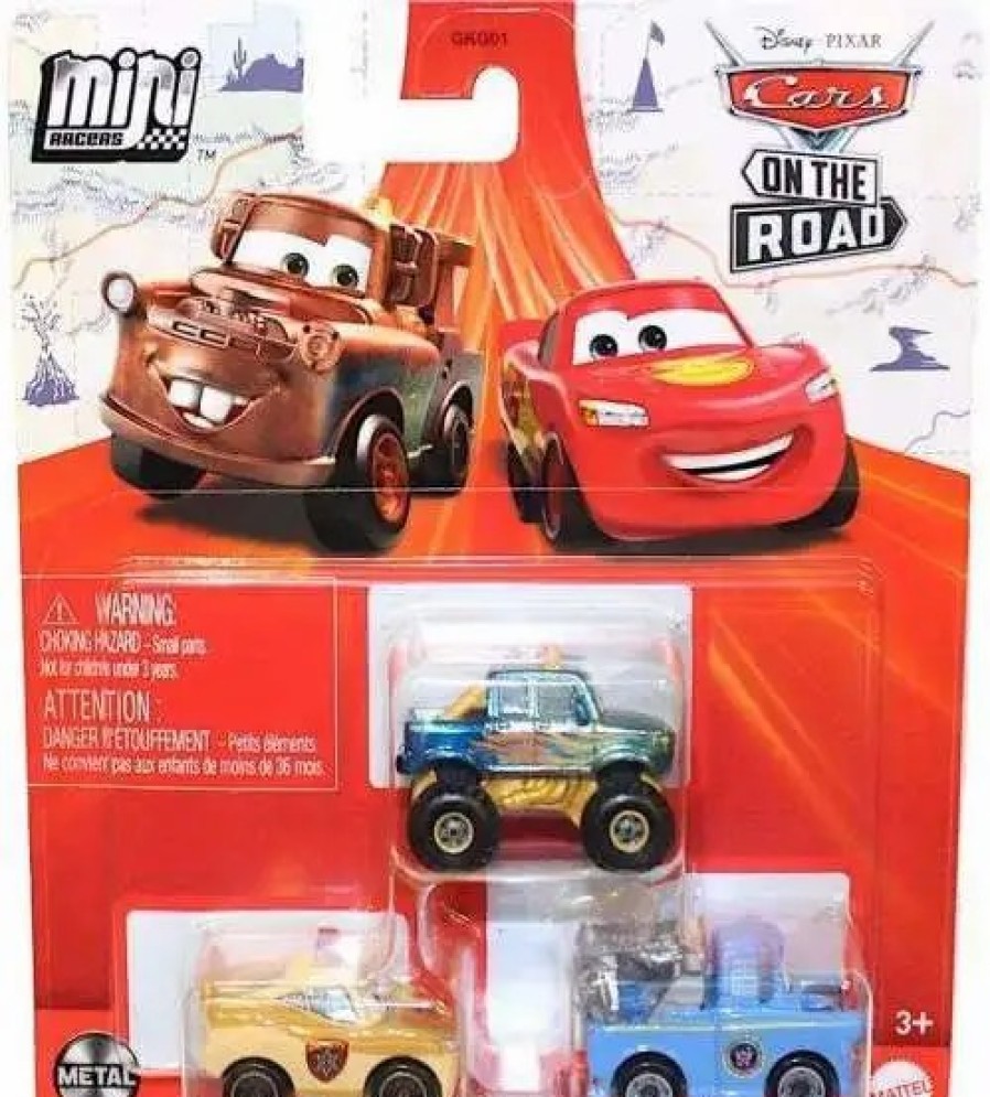 All Brands Mattel | Disney / Pixar Cars On The Road Die Cast Metal Mini Racers President Mater, Lighting Mcqueen Deputy Hazard & Ivy Car 3-Pack