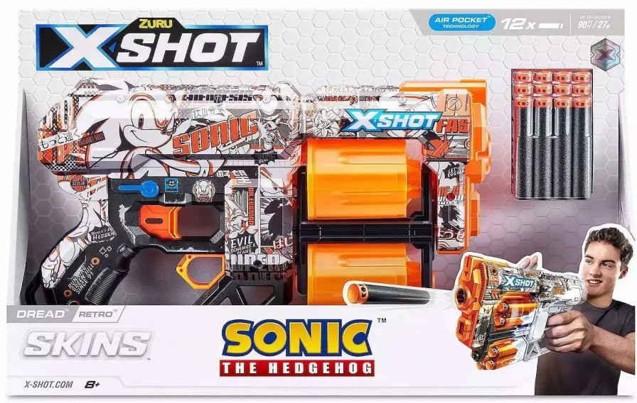 All Brands Zuru Toys | Sonic The Hedgehog X-Shot Skins Dread Retro Blaster [12 Darts]