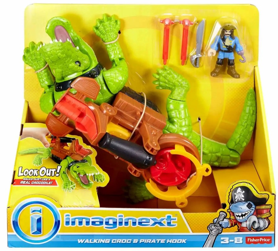 All Brands Fisher Price | Fisher Price Imaginext Walking Croc & Pirate Hook Playset