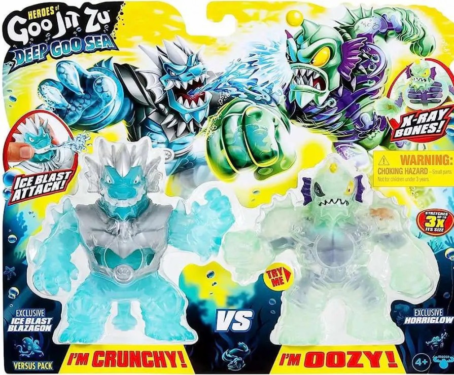 All Brands Moose Toys | Heroes Of Goo Jit Zu Deep Goo Sea Ice Blast Blazagon Vs Horriglow Action Figure 2-Pack