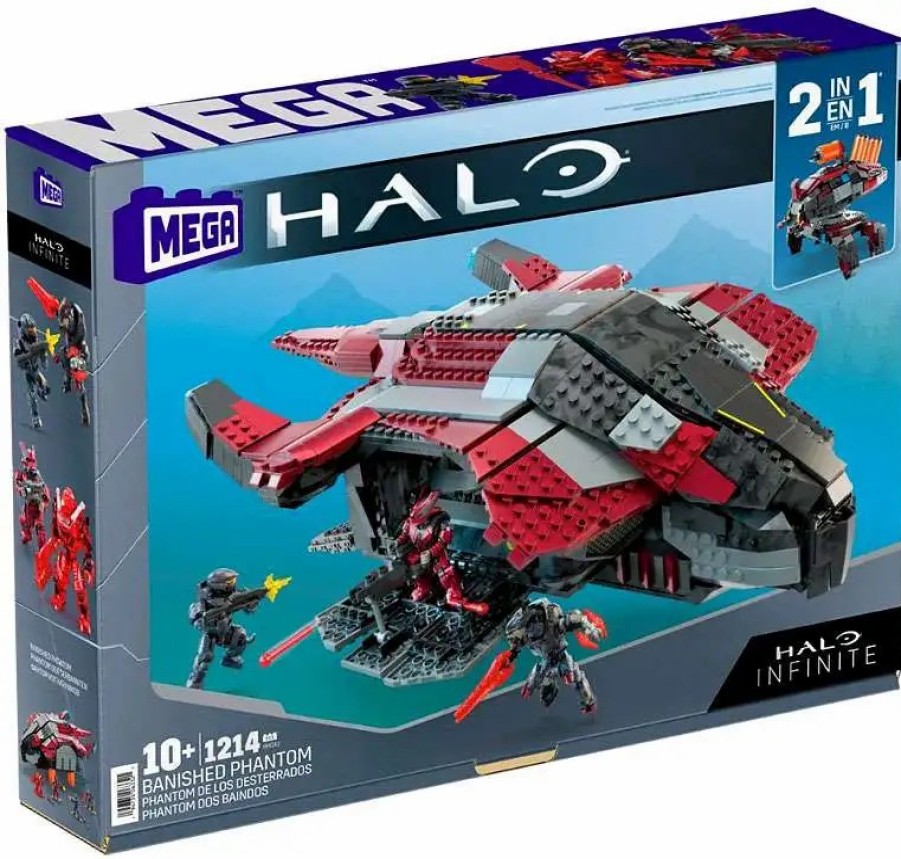 All Brands Mega Construx | Halo Banished Phantom Exclusive Set [Includes Spartan Griffin, Jega Rdomnai, Brute Captain & Escherum (Hologram)]