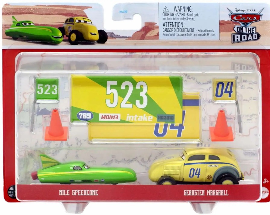 All Brands Mattel Toys | Disney / Pixar Cars On The Road Metal Nile Speedcone & Gearsten Marshall Diecast Car 2-Pack