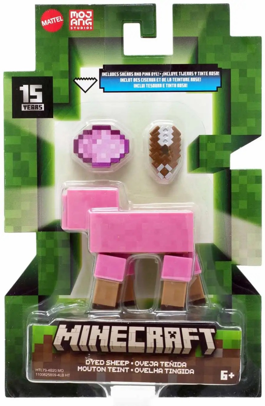 All Brands Mattel Toys | Minecraft 15Th Anniversary Dyed Sheep Action Figure