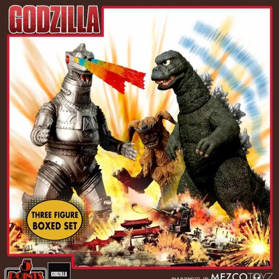 All Brands Mezco Toyz | 5 Points Xl 1974 Godzilla Vs Mechagodzilla & King Caesar Deluxe Action Figure Boxed Set