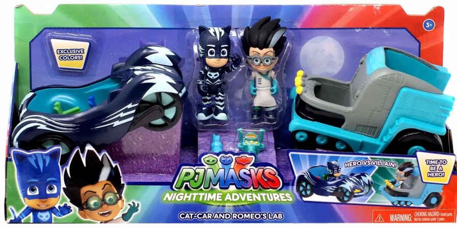 All Brands Just Play | Disney Junior Pj Masks Nighttime Adventure Cat-Car & Romeo'S Lab Exclusive Vehicle & Figure 2-Pack [Exclusive Colors!]