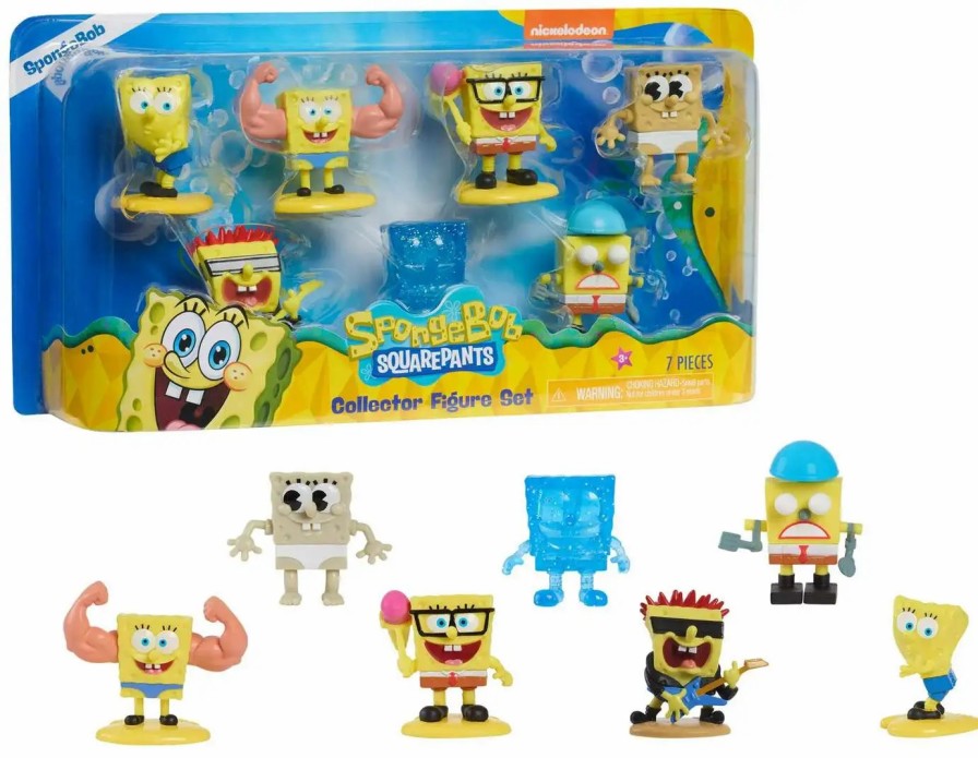 All Brands Just Play | Spongebob Squarepants Sponge Out Of Water Musclebob Bluffpants, Old-Tim Spongebob, Jellyfishing Spongebob, Under The Sea Spongebob, Rocker Spongebob, Robot Spongebob & Ripped Pants Spongebob Mini Figure 7-Pack