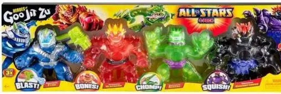 All Brands Moose Toys | Heroes Of Goo Jit Zu All Stars Tyro, Blazagon, Shredz & Corruptagon Action Figure 4-Pack