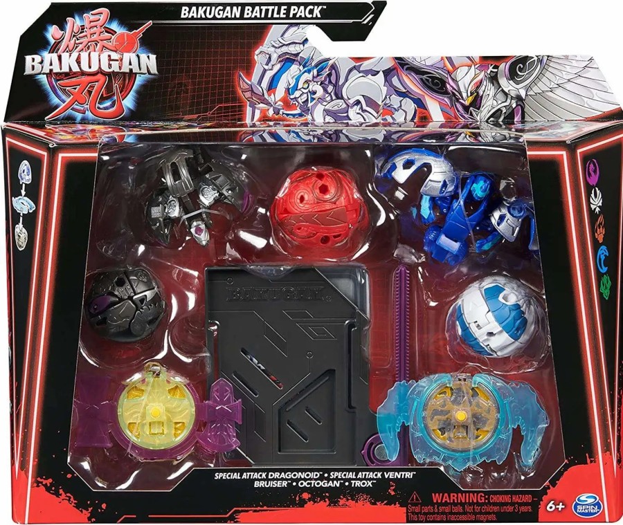 All Brands Spin Master | Bakugan 2023 Special Attack Dragonoid, Ventri, Bruiser, Octogan & Trox 5-Figure Battle Pack [Includes Online Roblox Game Code!]