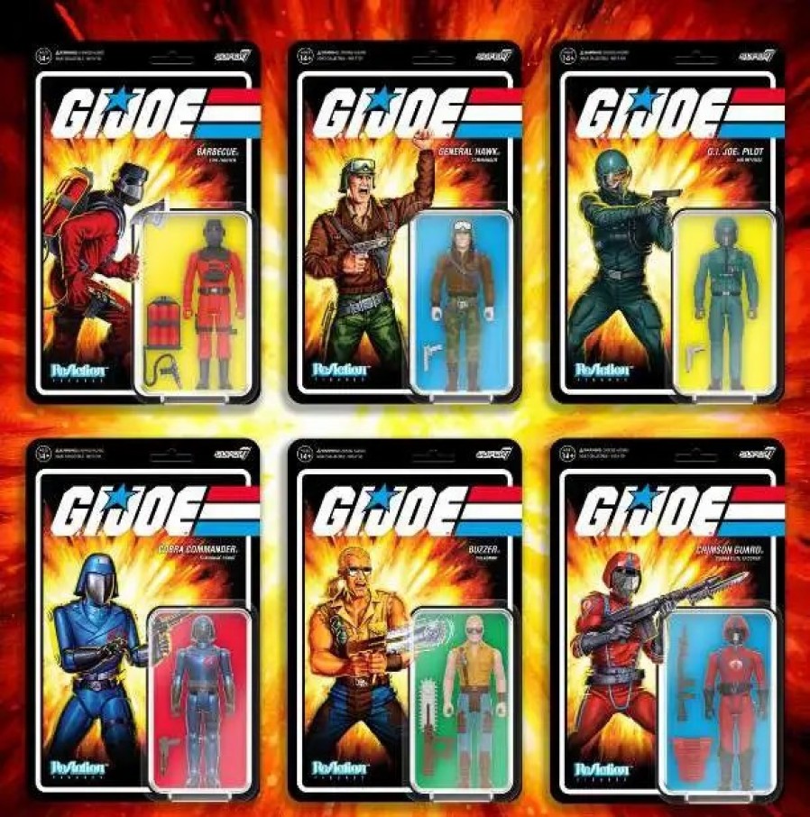 All Brands Super7 | Gi Joe Wave 7 Barbecue, Buzzer, Cobra Commander, Crimson Guard, General Hawk & Pilot Set Of 6 Action Figures (Pre-Order Ships February)