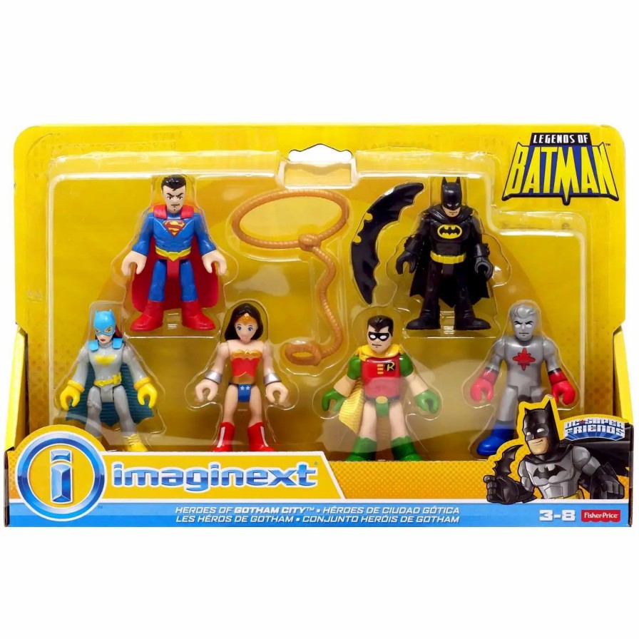 All Brands Fisher Price | Fisher Price Dc Imaginext Legends Of Batman Heroes Of Gotham City Figure 6-Pack [Batman, Batgirl, Robin, Wonder Woman, Captain Atom & Superman]