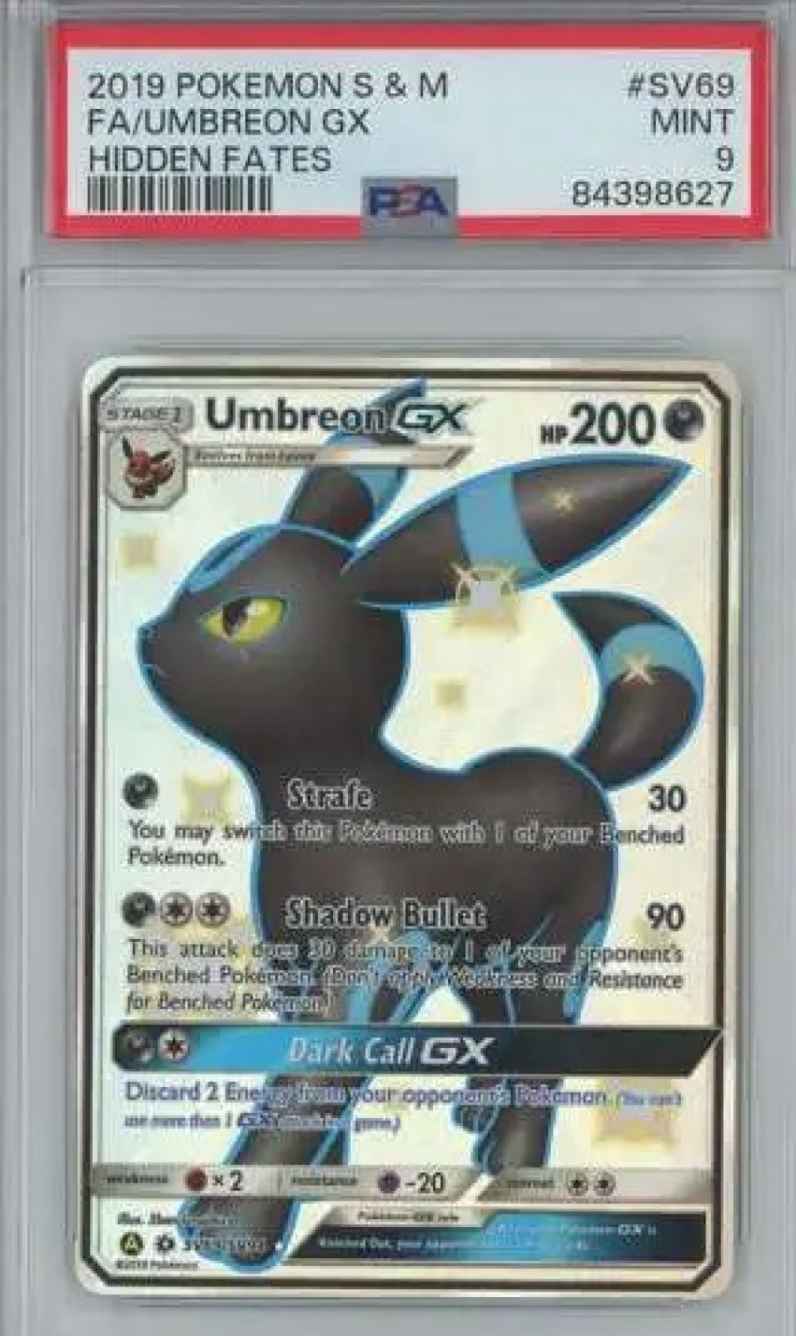 All Brands Pokemon USA | Pokemon Trading Card Game Hidden Fates Umbreon Gx Ultra Rare Graded Card Sv69 [Psa 9]