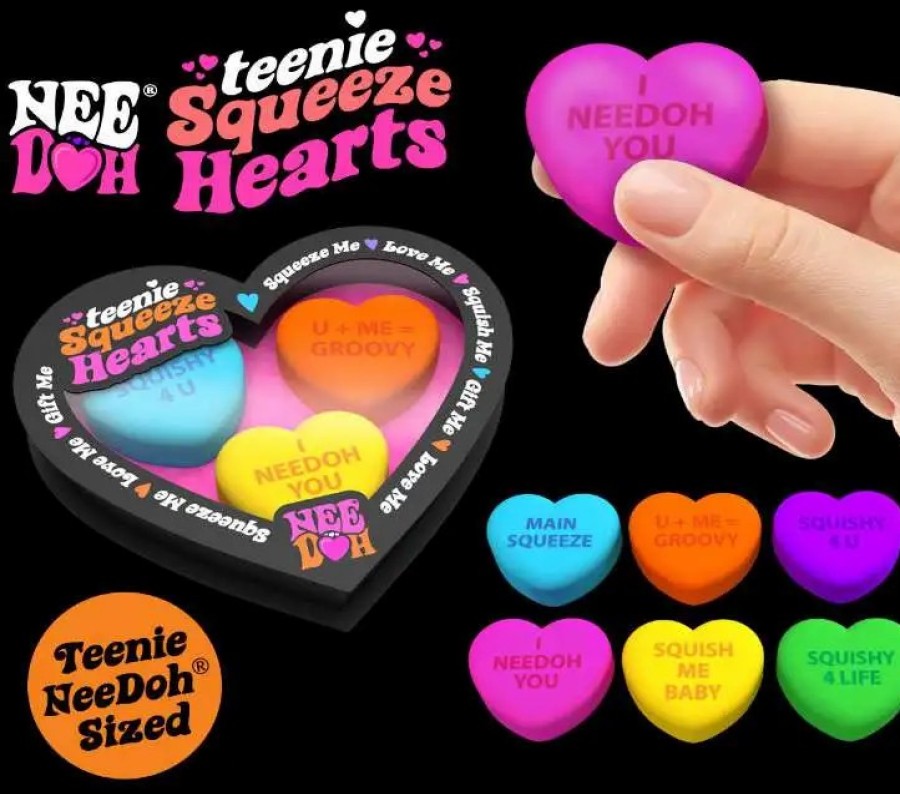 All Brands Schylling | Needoh Teenie Squeeze Hearts Stress Ball 3-Pack [Random Colors & Phrases]