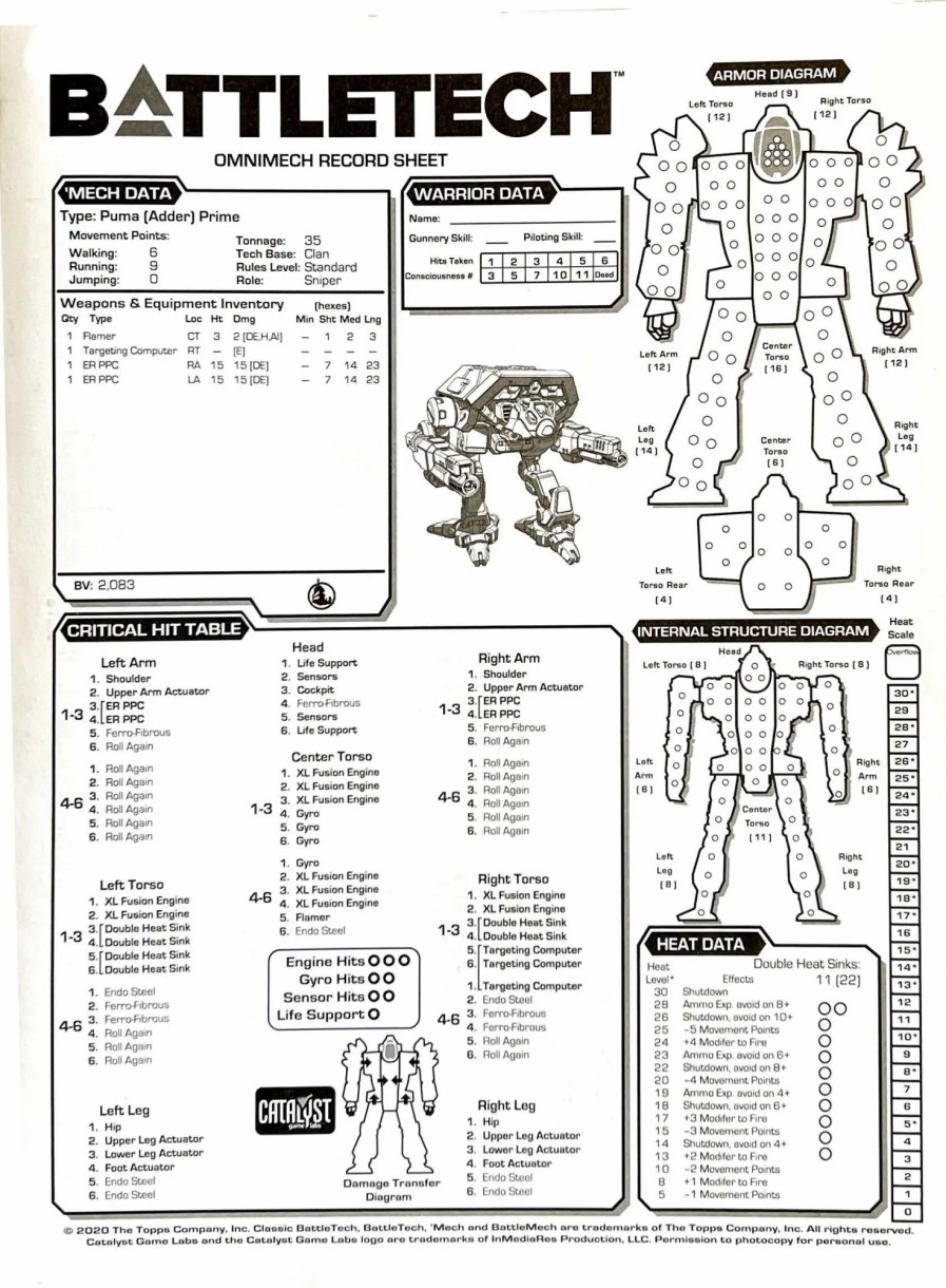 All Brands Catalyst Game Labs | Battletech Clan Invasion Record Sheet Booklet [12-Pages]