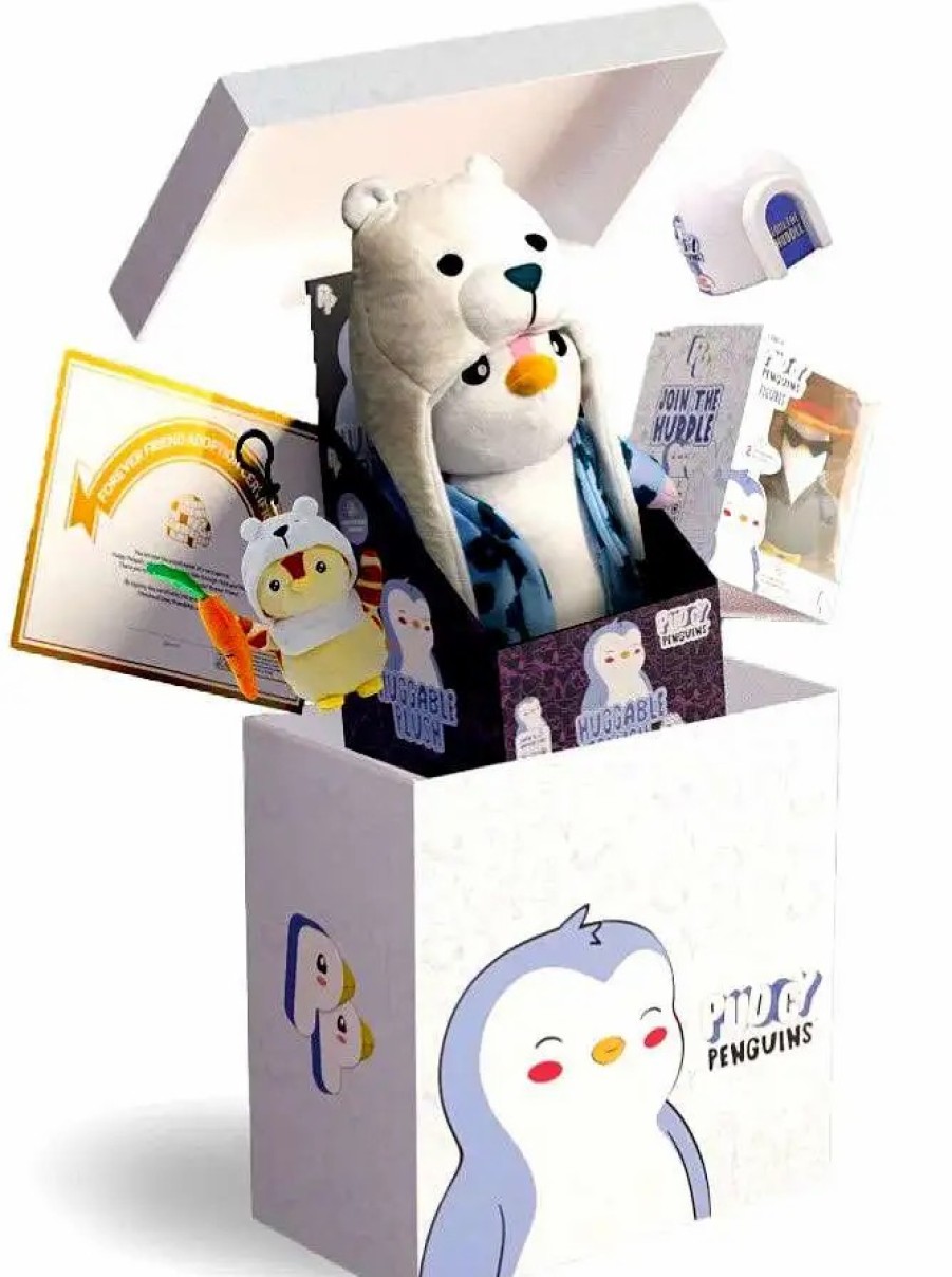 All Brands PMI | Pudgy Penguins Celebrity Box Exclusive Mystery Bundle [1 Random Clip-On Plush, Huggable Plush, Igloo, Action Figure & Nft Qr Code!]