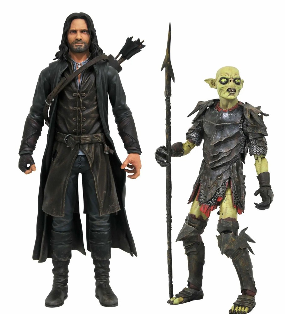 All Brands Diamond Select Toys | Lord Of The Rings Build Sauron Series 3 Aragorn & Moria Orc Set Of Both Action Figures