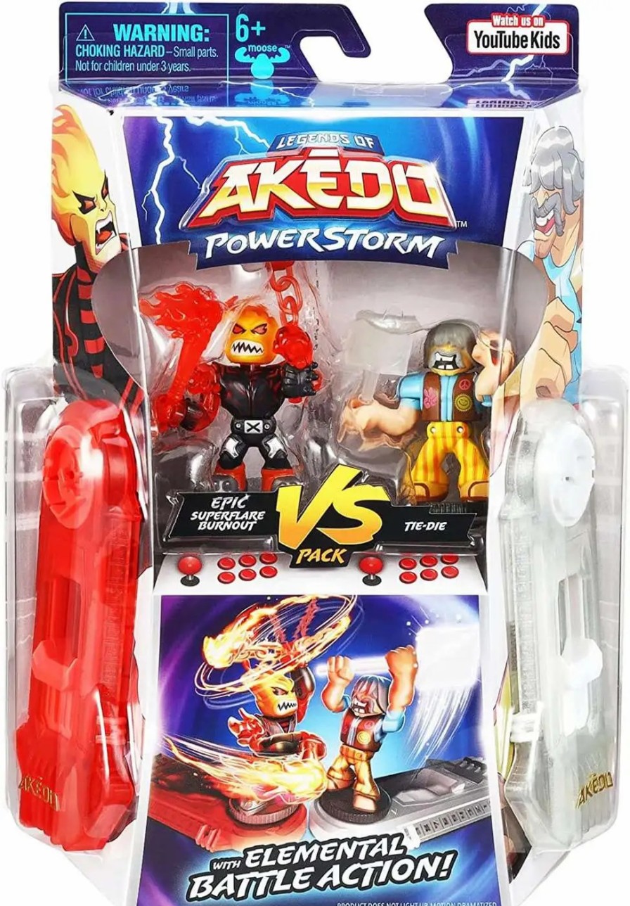 All Brands Moose Toys | Legends Of Akedo Powerstorm Epic Superflare Burnout & Tie-Die Mini Battling Action Figure 2-Pack