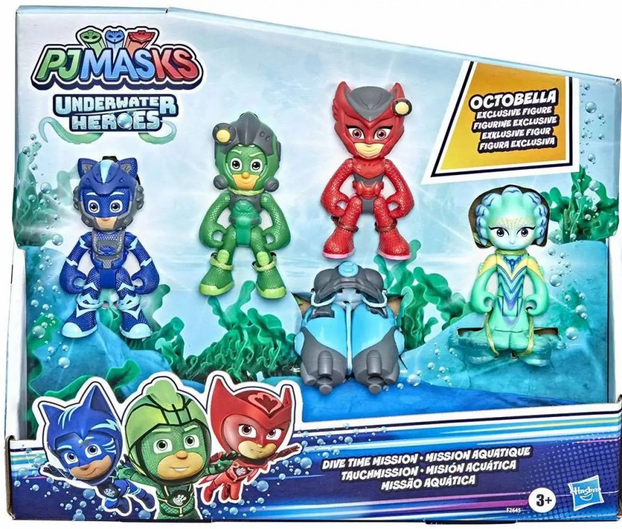 All Brands Hasbro Toys | Disney Junior Pj Masks Underwater Heroes Dive Time Mission Action Figure 4-Pack [Exclusive Octobella With Catboy, Gekko & Owlette ]