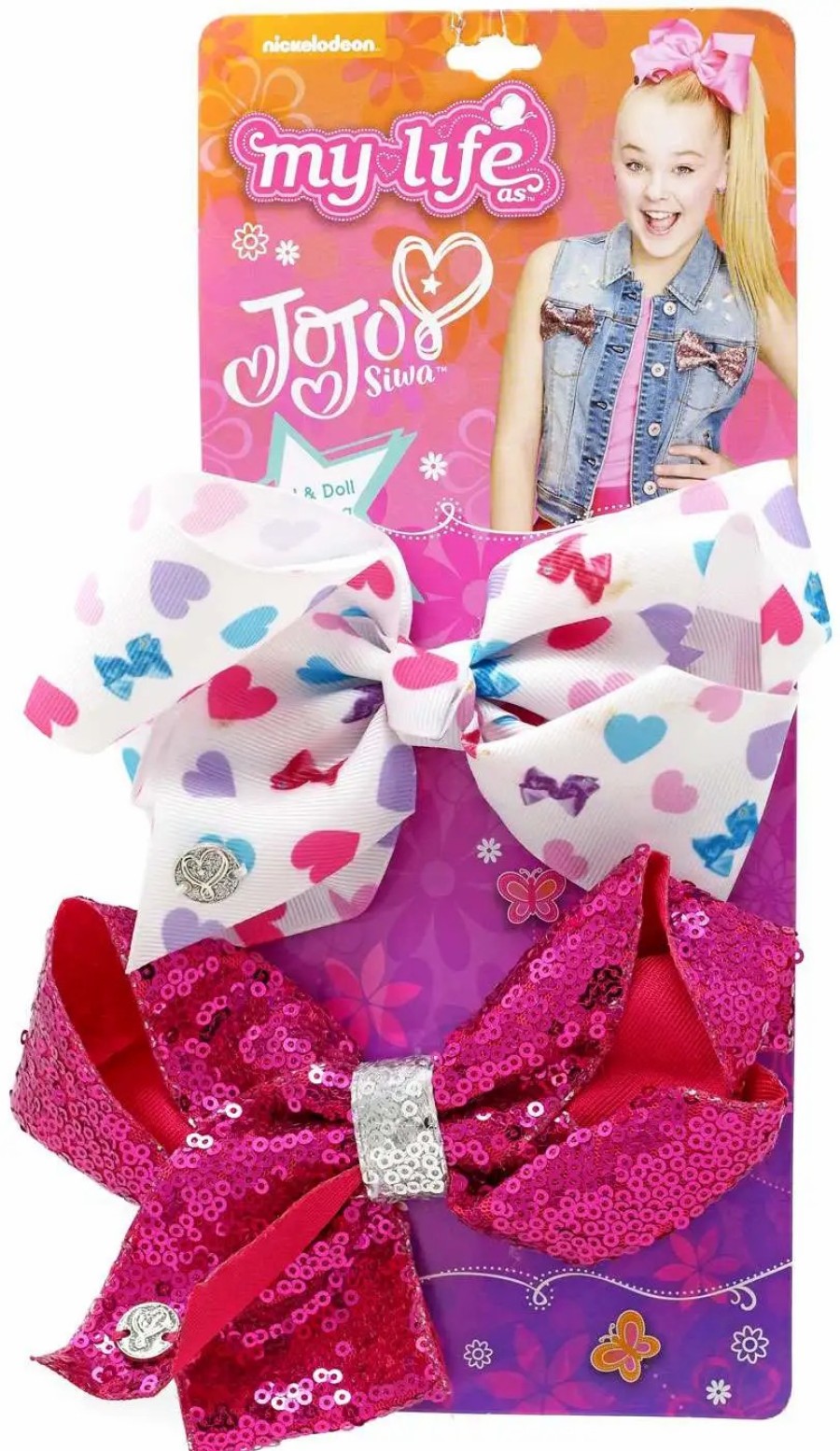 All Brands Walmart | Nickelodeon My Life As Jojo Siwa Girl & Doll Matching Pink Sequin & Hearts Exclusive Bow Set