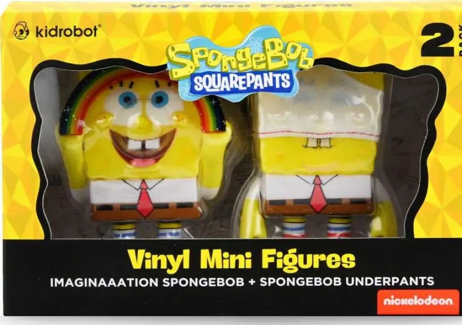 All Brands Kidrobot (NECA) | Nickelodeon Imaginaaation Spongebob Squarepants 3-Inch Vinyl Figure 2-Pack [Rainbow & Underwear]