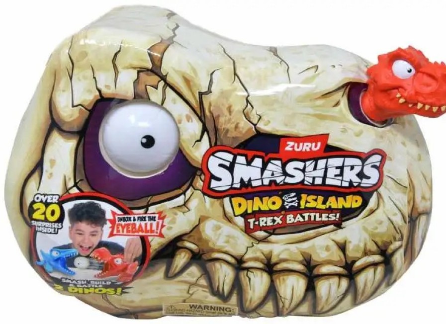 All Brands Zuru Toys | Smashers T-Rex Battles Series 5 Dino Island Red Mystery Pack [Over 20 Surprises! 2X Battling Dinos!]