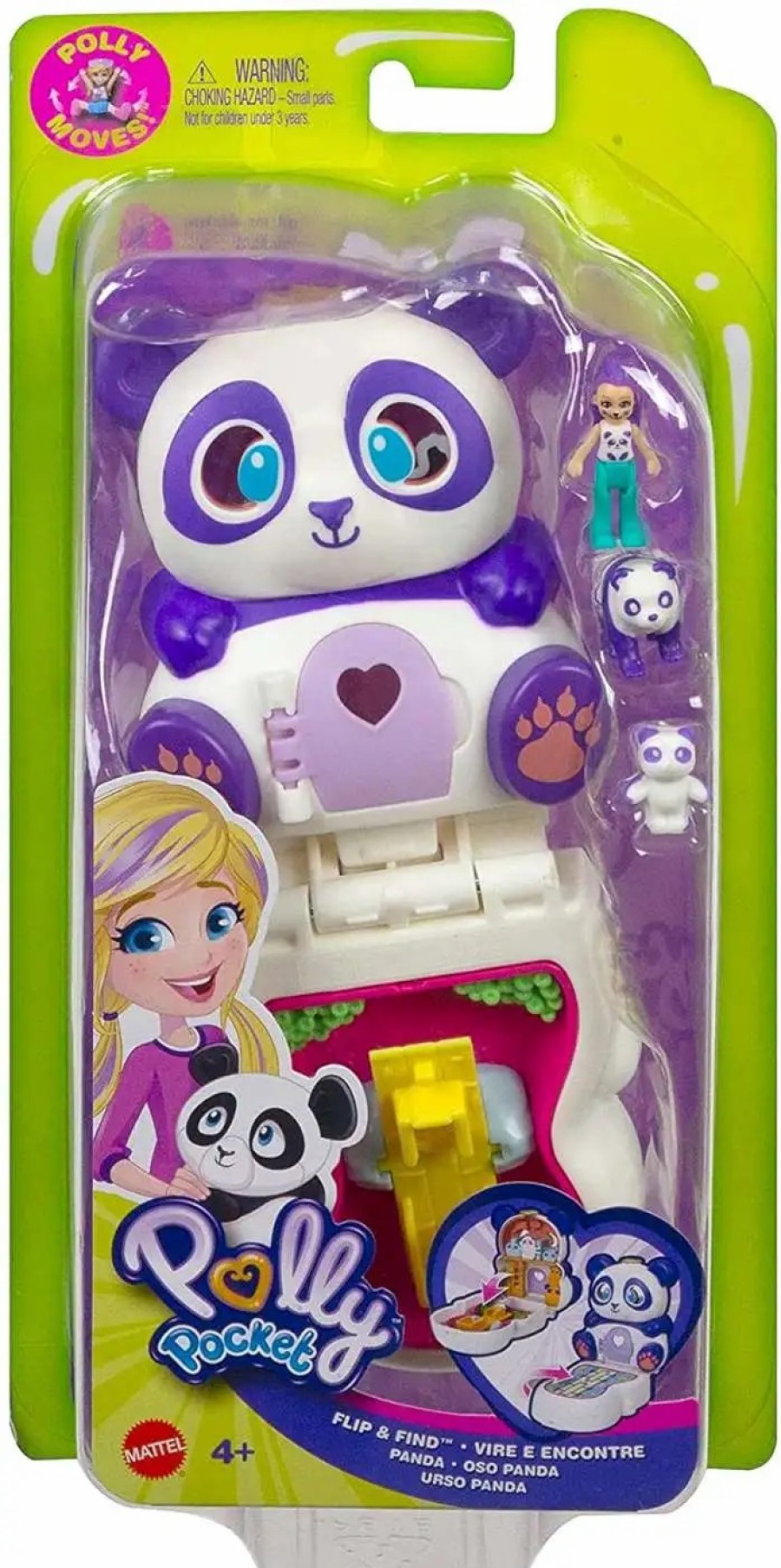 All Brands Mattel Toys | Polly Pocket Micro Flip & Find Panda Exclusive Playset